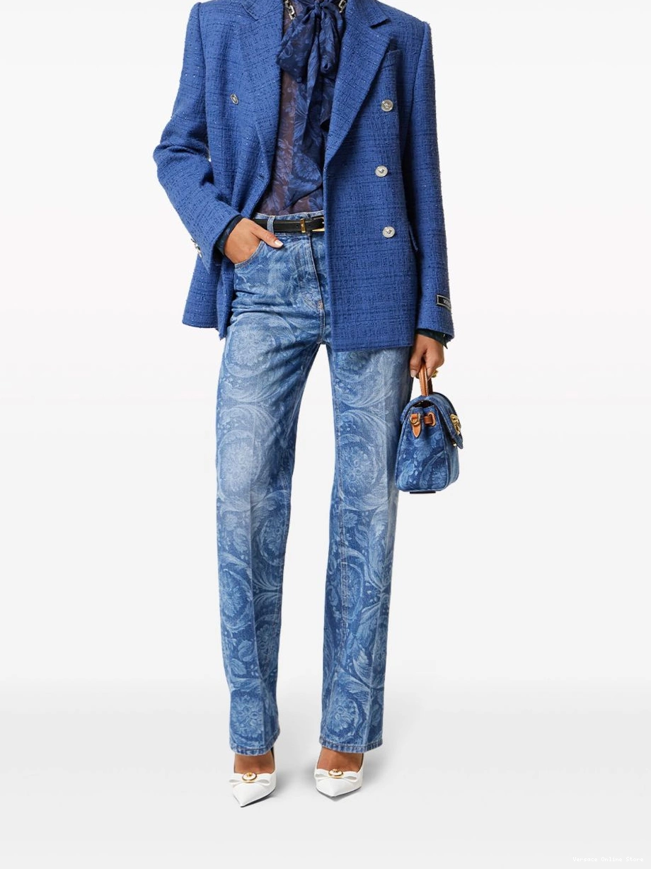 Cheap blazer double-breasted Women Versace metallic-threading 0709